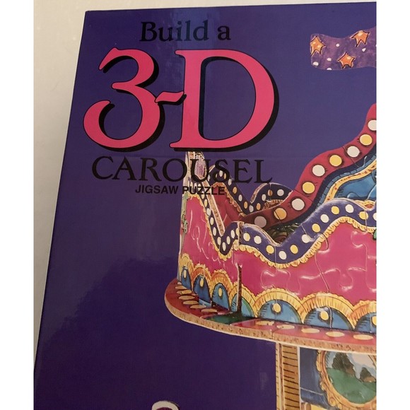 3D Carousel Puzzle 533 Pcs Two sided Corkboard 10x10x10 Ceaco 1026 VTG 1994  NEW - Picture 2 of 13